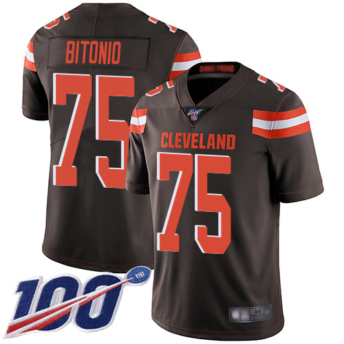 Cleveland Browns Joel Bitonio Men Brown Limited Jersey 75 NFL Football Home 100th Season Vapor Untouchable